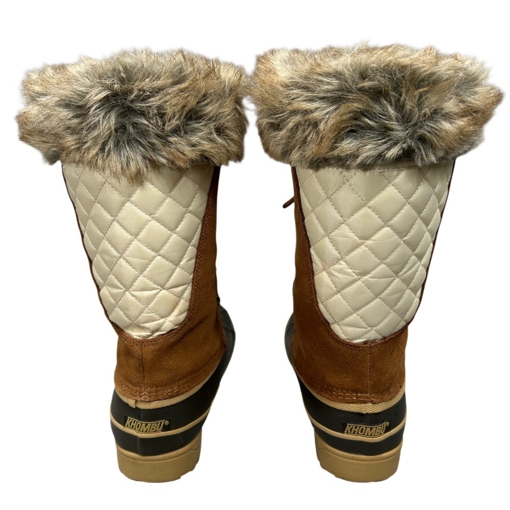 Khombu Allie Waterproof Brown Faux Fur Winter Lace-Up Duck Boots Size 7 - Picture 4 of 13
